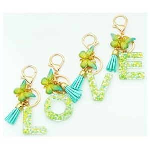 TTYY Initial Letter Keychain for Women Gift for Young Teenage Girl Gifts for Christmas to Mom Daughter green tassel (green star LetterF)