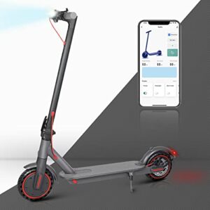 electric scooter adults 350w, up to 19 miles long-range and 19 mph, 8.5" solid tires, portable foldable commuting scooter electric for adults with double braking system and app control