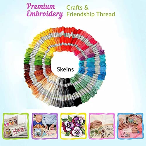 Magxvouy 50 skeins Rainbow Color Embroidery Floss Cross Stitch Threads with Tool Accessories, Embroidery Thread Kits for Cross Stitch, Bracelet Friendship and Craft Floss