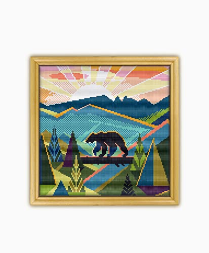 Great Smoky Mountains National Park CS418-1 - Counted Cross Stitch KIT#3. Threads, Needles, Fabric, Embroidery Hoop, Needle Threader, Embroidery Clippers and Printed Color Pattern Inside.