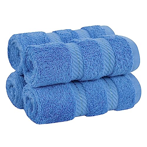 American Soft Linen Luxury Washcloths for Bathroom, 100% Turkish Cotton Washcloth Set of 4, 13x13 in Soft Washcloths for Body and Face, Wash Rags for Kitchen, Baby Washcloths, Electric Blue Washcloths