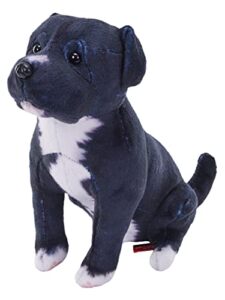 wild republic rescue dog, black pitbull, stuffed animal, with sound, 5.5 inches, gift for kids, plush toy, fill is spun recycled water bottles