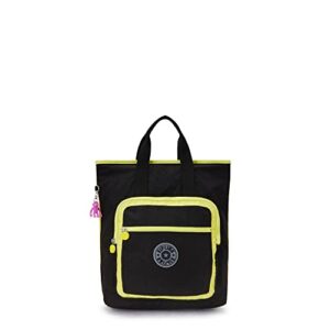 kipling sia 15" laptop tote backpack true black lime