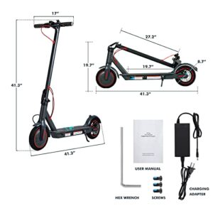 Adults Electric Scooter Max Load 220LB, 350W Motor Folding Commuting Scooter - 8.5" Solid Tires, 20 Miles Range, 15.5MPH, Portable Powered Kick E-Scooter with Double Braking System and App Control