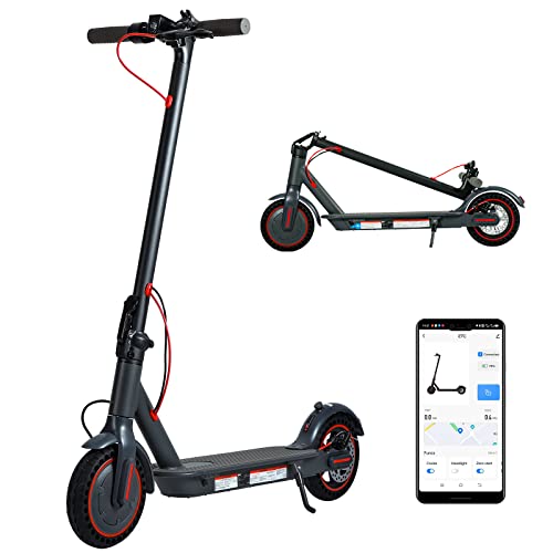 Adults Electric Scooter Max Load 220LB, 350W Motor Folding Commuting Scooter - 8.5" Solid Tires, 20 Miles Range, 15.5MPH, Portable Powered Kick E-Scooter with Double Braking System and App Control