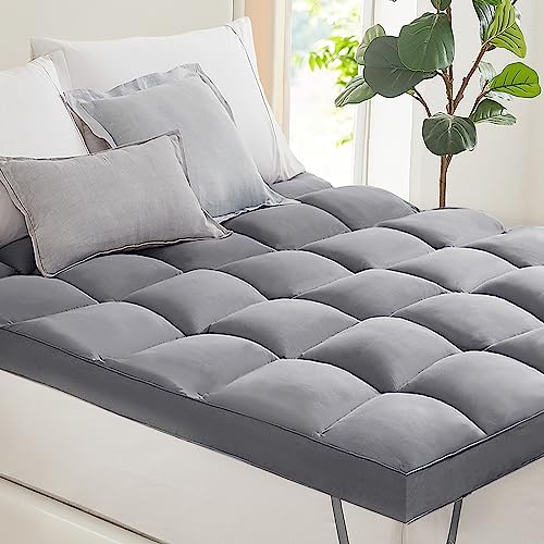 Timimi Mattress Topper Queen - Cooling Pillow Top Mattress Topper Queen Size Extra Thick Plush Bed Topper Down Alternative Overfilled Soft Mattress Pad for Back Pain