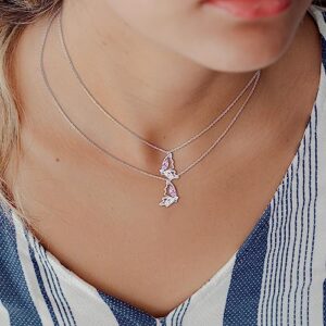 SmileBelle Best Bff Necklace for 2 Magnetic Butterfly Friendship Necklace as Bestie Gifts for 2 Teen Girls, Matching Friends Necklace Birthday Long Distance Jewelry Gift for Best Friends Female Women