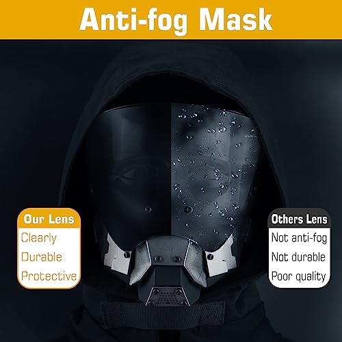 Guayma Halloween Cyberpunk Mask Airsoft Paintball Anti Fog Full Face Mask for Tactical Costume Techwear Cosplay Props,Black