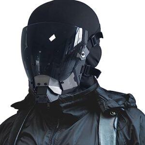 Guayma Halloween Cyberpunk Mask Airsoft Paintball Anti Fog Full Face Mask for Tactical Costume Techwear Cosplay Props,Black