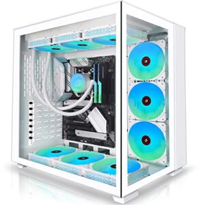 kediers pc case pre-install 9 argb fans, atx mid tower gaming case with opening tempered glass side panel door desktop computer case,c590