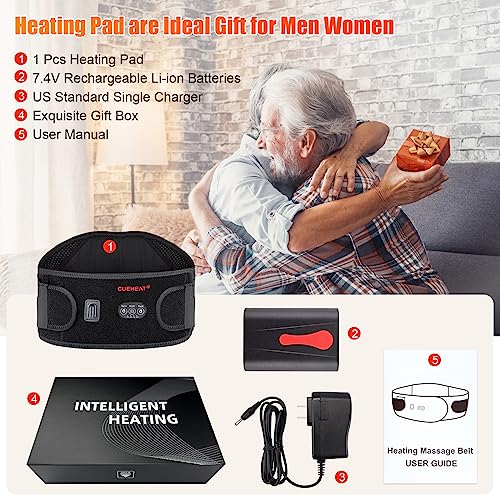 Heating Pad for Back Pain Relief - Rechargeable Wireless Electric Portable Heating Pad with Massageing Vibrations,9 Settings-6 Heating Levels&3 Massage Modes-15Relaxing Combinations Arthritis(53Inche)