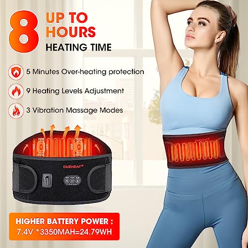 Heating Pad for Back Pain Relief - Rechargeable Wireless Electric Portable Heating Pad with Massageing Vibrations,9 Settings-6 Heating Levels&3 Massage Modes-15Relaxing Combinations Arthritis(53Inche)