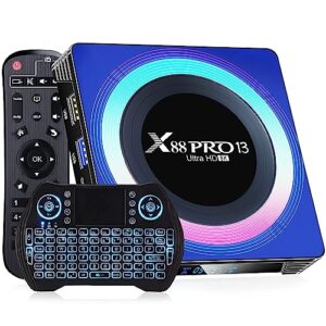 bl android tv box 13.0, 2023 android tv box x88 pro 13 4gb ram 64gb rom with mini wireless keyboard, wifi 6 8k tv box android rk3528 quad-core 2.4g/5g wifi bluetooth 5.0 usb 3.0 android box