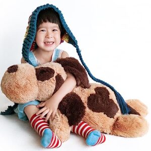 LELELONG Weighted Stuffed Animals for Anxiety 30'' 5lbs Weighted Dog Plush for Adults Kids 5 Pounds Brown