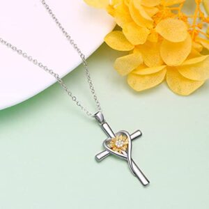 JoycuFF Gifts for My Best Friend from Bestie Anniversary Birthday Gift To My Best Friends Present Sunflower Cross Necklace