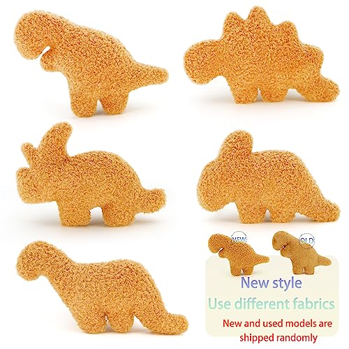 UNIMV Dino Chicken Nugget Plush, Realistic Fun Dino Fried Chicken Nuggets Pillow Stuffed Toy for Gift for Boys and Girls (Mini Dino-5pc)