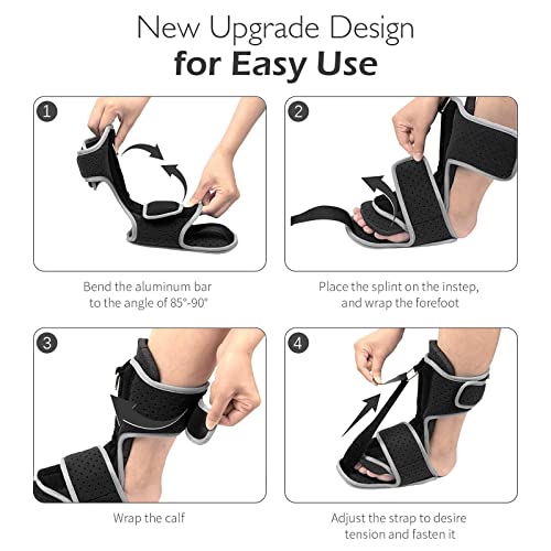 Lamaral Plantar Fasciitis Night Splint: Foot Brace with Massage Ball | Effective for Foot Pain Relief by Plantar Fasciitis Achilles Tendonitis Foot drop Flat Arch Heel Spur | Comfortable & Easy Use for Women Men