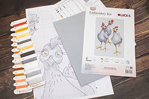 Luca-S Cross Stitch Kit My Chickens, Counted Cross Stitch Kit for Adults, Embroidery Needlecraft Kit