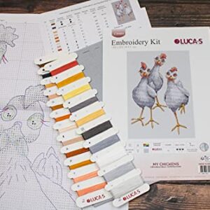 Luca-S Cross Stitch Kit My Chickens, Counted Cross Stitch Kit for Adults, Embroidery Needlecraft Kit