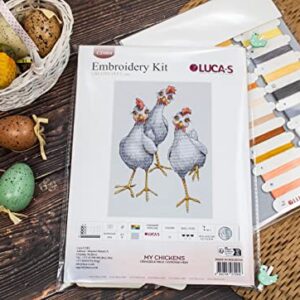 Luca-S Cross Stitch Kit My Chickens, Counted Cross Stitch Kit for Adults, Embroidery Needlecraft Kit