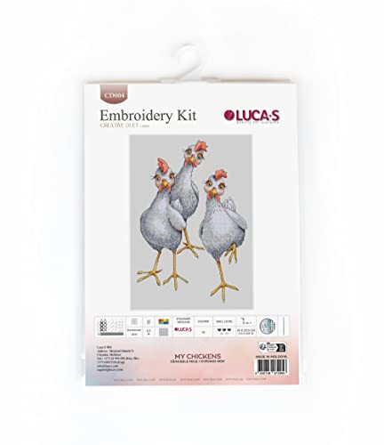 Luca-S Cross Stitch Kit My Chickens, Counted Cross Stitch Kit for Adults, Embroidery Needlecraft Kit