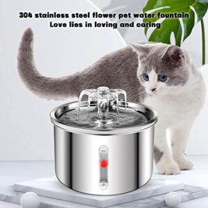 AZZXZQYU Cat Water Fountain Stainless Steel, 67oz/2L Dog Water Dispenser, Automatic Pet Water Fountain with Ultra Quiet Pump and Water Level Window for Cats,Dogs,Multiple Pets