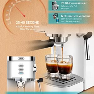 Gevi 20 Bar High Pressure Espresso Machines, Expresso Coffee Machine with Milk Frother for Espresso, Latte Macchiato, Cuppuccino,1.2L Water Tank, 1350W