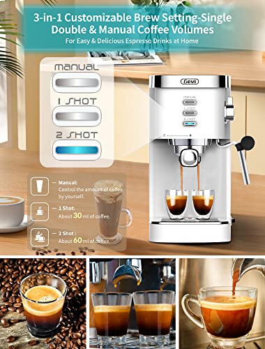 Gevi 20 Bar High Pressure Espresso Machines, Expresso Coffee Machine with Milk Frother for Espresso, Latte Macchiato, Cuppuccino,1.2L Water Tank, 1350W