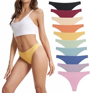 summth womens thong underwear 10 pack v-shape thong panties soft and breathable thongs for lady multicolor size l