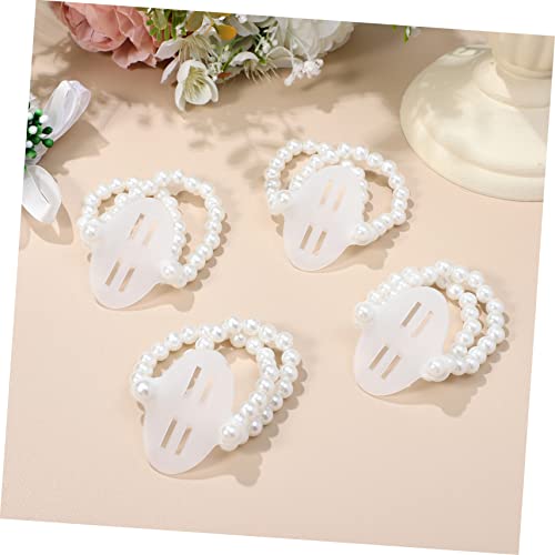 SEWACC 6 Pcs Wrist Flower Wrist Corsage String Bracelet Stretch Bracelet String Banquet Corsage Wristlet Wrist Corsage Pearls Pearl Flower Corsage Bridesmaid Wedding Wrist Corsage Plastic