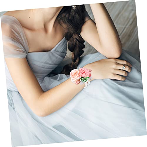 SEWACC 6 Pcs Wrist Flower Wrist Corsage String Bracelet Stretch Bracelet String Banquet Corsage Wristlet Wrist Corsage Pearls Pearl Flower Corsage Bridesmaid Wedding Wrist Corsage Plastic