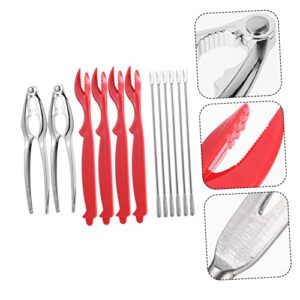 GANAZONO 12pcs Set Eating Crab Tool Set Serving Utensils Set Stainless Steel Forks Kitchen Utensil Sets Stainless Steel Crab Tools Metal Seafood Crackers Crab Eating Tools Seafood Fork Tool