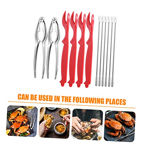 GANAZONO 12pcs Set Eating Crab Tool Set Serving Utensils Set Stainless Steel Forks Kitchen Utensil Sets Stainless Steel Crab Tools Metal Seafood Crackers Crab Eating Tools Seafood Fork Tool