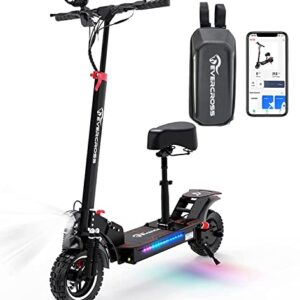 EVERCROSS App-Enabled Electric Scooter, Electric Scooter Adults with 800W Motor, Up to 28 MPH & 28 Miles E-Scooter, Electric Scooter with Seat, Folding Offroad Electric Scooter with 10'' Solid Tires