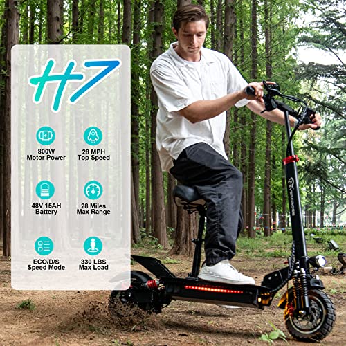 EVERCROSS App-Enabled Electric Scooter, Electric Scooter Adults with 800W Motor, Up to 28 MPH & 28 Miles E-Scooter, Electric Scooter with Seat, Folding Offroad Electric Scooter with 10'' Solid Tires