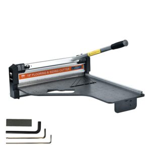 18 inch laminate flooring and siding cutter with heavy duty fixed aluminum fence and built-in precision angled miter settings and honing stone