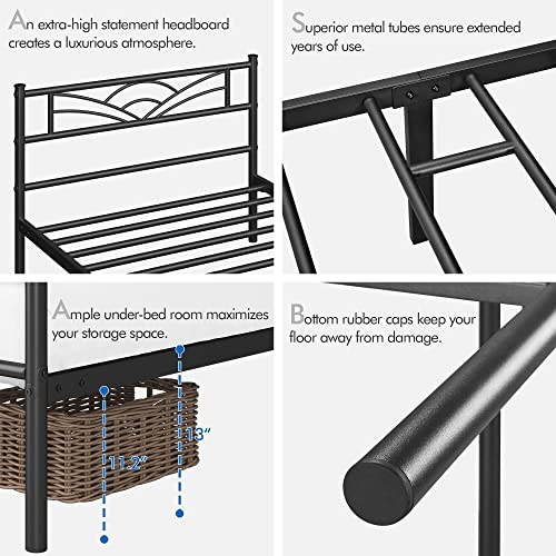 Yaheetech Twin Size Bed Frame Metal Platform Bed Mattress Foundation with Cloud-Inspired Design Headboard/Footboard/Ample Under Bed Storage/No Box Spring Needed/Twin Size Black