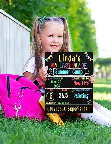 First & Last Day of School Chalkboard Sign (11x14 inches, Double-Sided), My Large Back to School Board, for Kids - Preschool, Kindergarten, 1st Grade Supplies