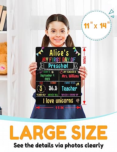 First & Last Day of School Chalkboard Sign (11x14 inches, Double-Sided), My Large Back to School Board, for Kids - Preschool, Kindergarten, 1st Grade Supplies