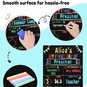 First & Last Day of School Chalkboard Sign (11x14 inches, Double-Sided), My Large Back to School Board, for Kids - Preschool, Kindergarten, 1st Grade Supplies