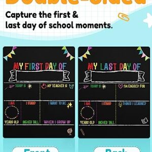 First & Last Day of School Chalkboard Sign (11x14 inches, Double-Sided), My Large Back to School Board, for Kids - Preschool, Kindergarten, 1st Grade Supplies