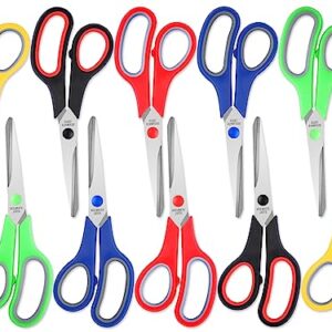 Scissors, BURVAGY 8" Scissors,Ultra Sharp Multipurpose Blade Shears,Comfort-Grip Handles, Sturdy Sharp Scissors for Office Home School Sewing Fabric DIY Craft Supplies,10-Pack