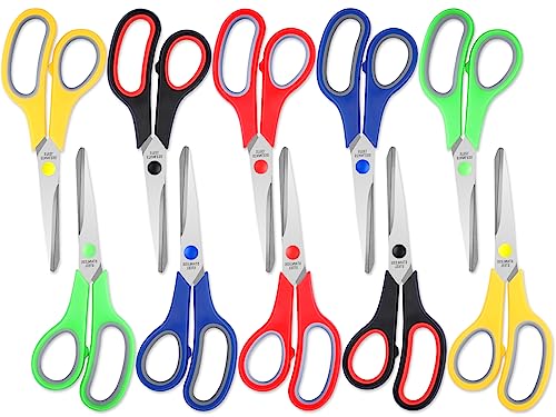 Scissors, BURVAGY 8" Scissors,Ultra Sharp Multipurpose Blade Shears,Comfort-Grip Handles, Sturdy Sharp Scissors for Office Home School Sewing Fabric DIY Craft Supplies,10-Pack