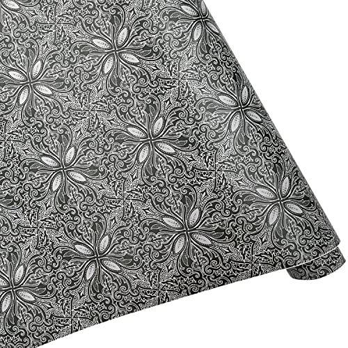 Helianthusun 32.8ft Roll Black Petal Peel and Stick Wallpaper Removable Wall Countertops Backsplash Waterproof Drawer Shelf Liner (L-393.7x17.7 inches)