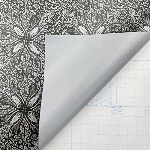 Helianthusun 32.8ft Roll Black Petal Peel and Stick Wallpaper Removable Wall Countertops Backsplash Waterproof Drawer Shelf Liner (L-393.7x17.7 inches)