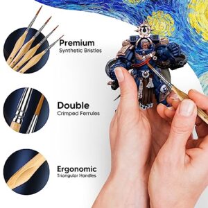 Miniature Paint Brushes, 10PC Fine Detail Paint Brush Set, Mini Small Painting Brushes for Art, Crafts, Acrylic, Watercolor, Oil, Model, Face, Warhammer 40k & Paint by Number, Citadel, Figurine-Wood