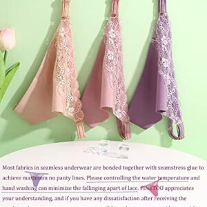 FINETOO 6 Pack Adjustable G String Thongs for Women Seamless Underwear High Cut Lace Trim Thong Womens Panties Sexy S-XL