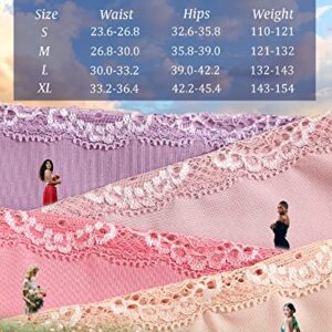 FINETOO 6 Pack Adjustable G String Thongs for Women Seamless Underwear High Cut Lace Trim Thong Womens Panties Sexy S-XL