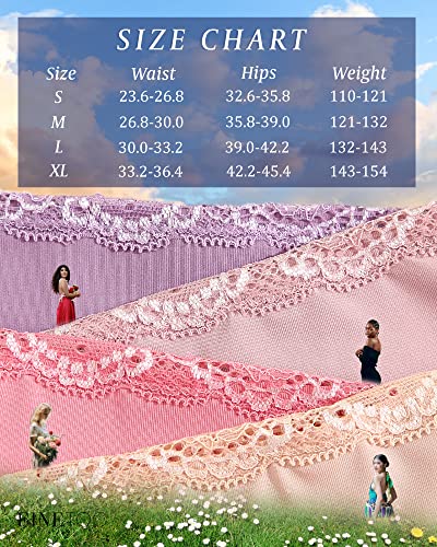 FINETOO 6 Pack Adjustable G String Thongs for Women Seamless Underwear High Cut Lace Trim Thong Womens Panties Sexy S-XL