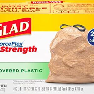 Glad ForceFlex MaxStrength Tall Kitchen Drawstring Trash Bags, 13 Gallon, 50% Recovered Plastic, Lemon Fresh, 45 Count